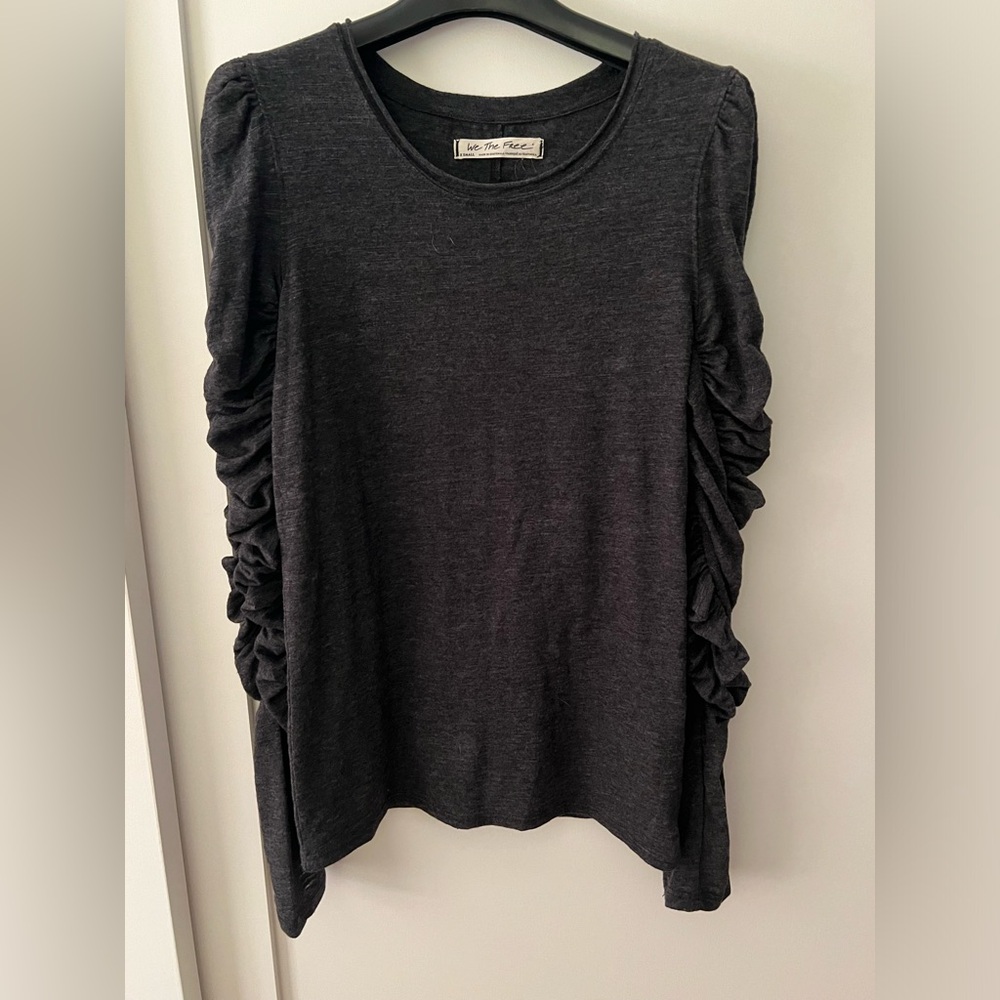 Ruffled Long sleeve grey shirt sz XS by We the Free
